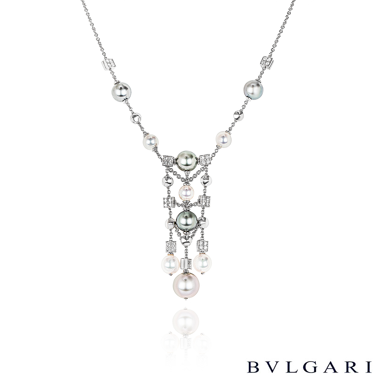 Bvlgari White Gold Pearl & Diamond Lucea Necklace Bvlgari White Gold Pearl & Diamond Lucea Necklace